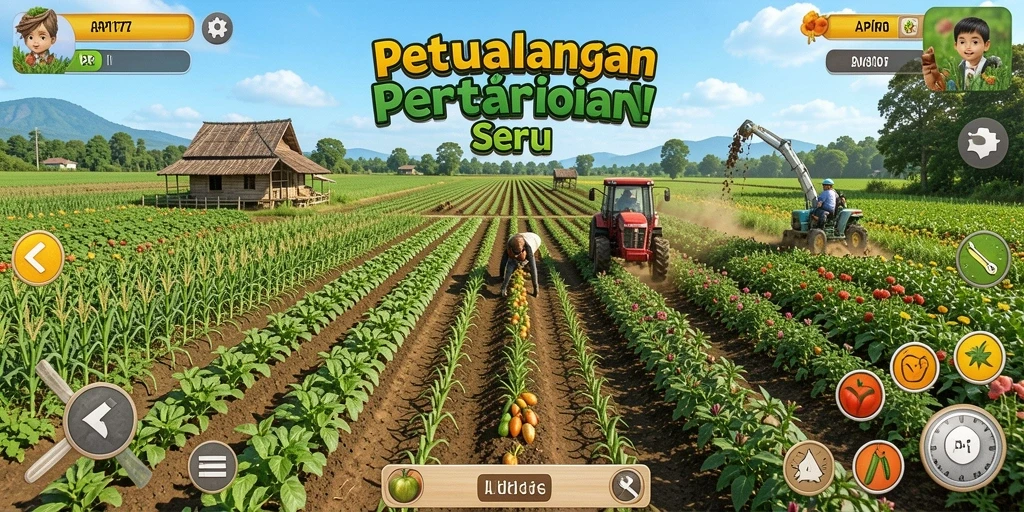 Tangkapan layar menunjukkan gameplay seru berkebun di API77.