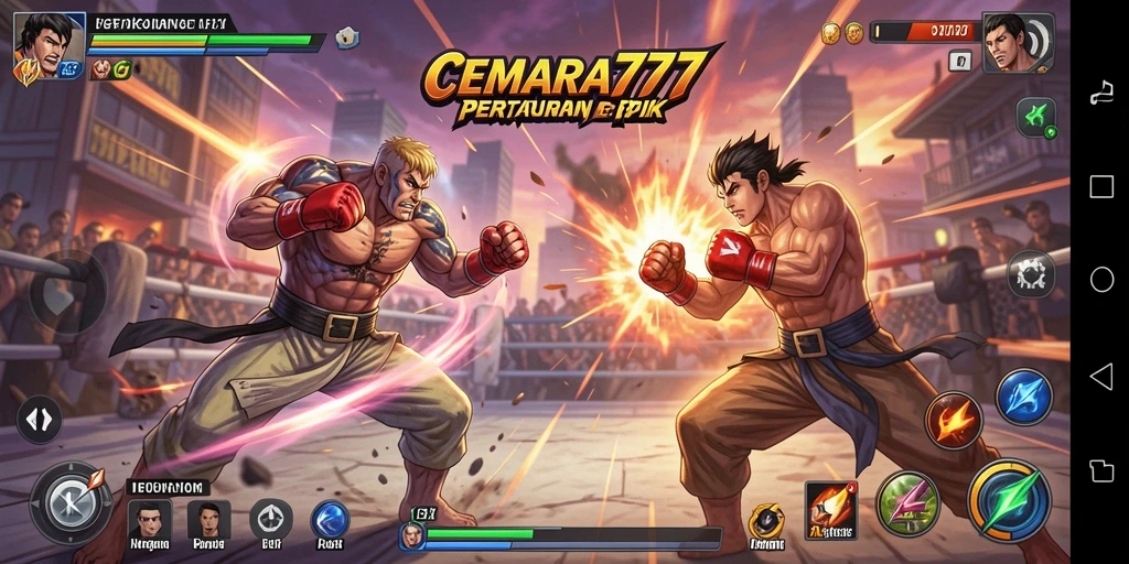 Tampilan gameplay pertarungan intens di CEMARA777.