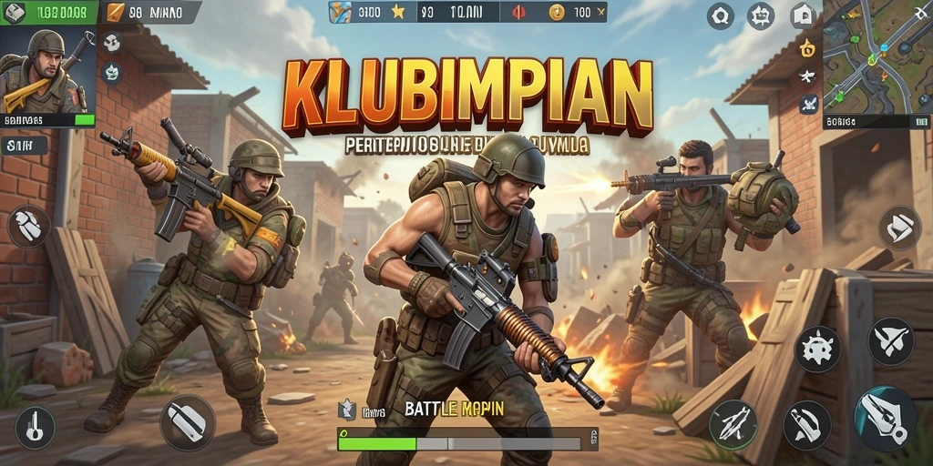 Screenshot KLUBIMPIAN menunjukkan aksi pertempuran Battle Royale yang mendebarkan.